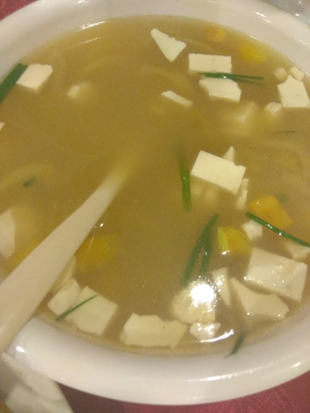 tofu with salted veggie soup